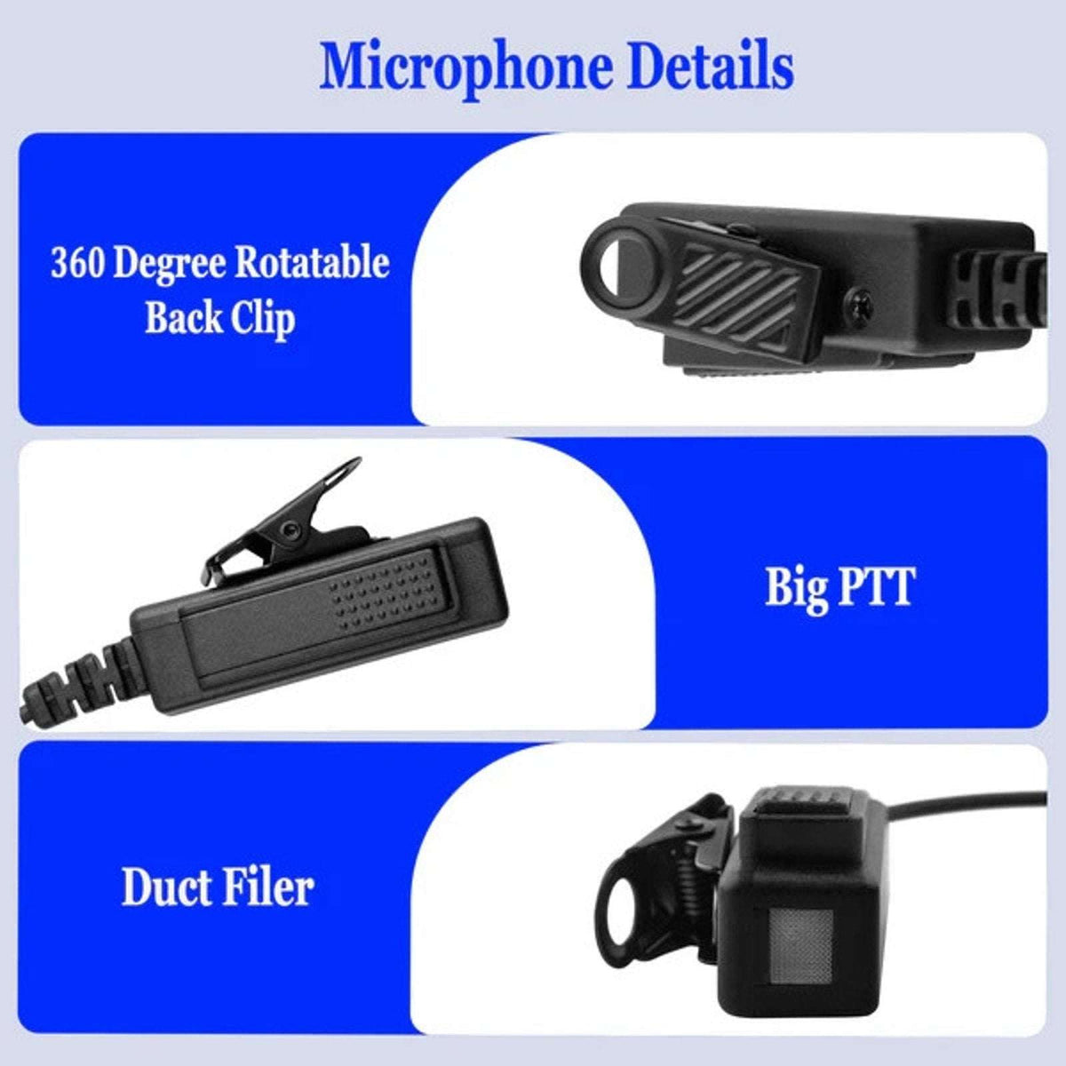 6 SAMCOM 2 Pin Hands-Free 2-Way Radio Earpiece w/ Mic For FPCN30A FPCN10A Radios