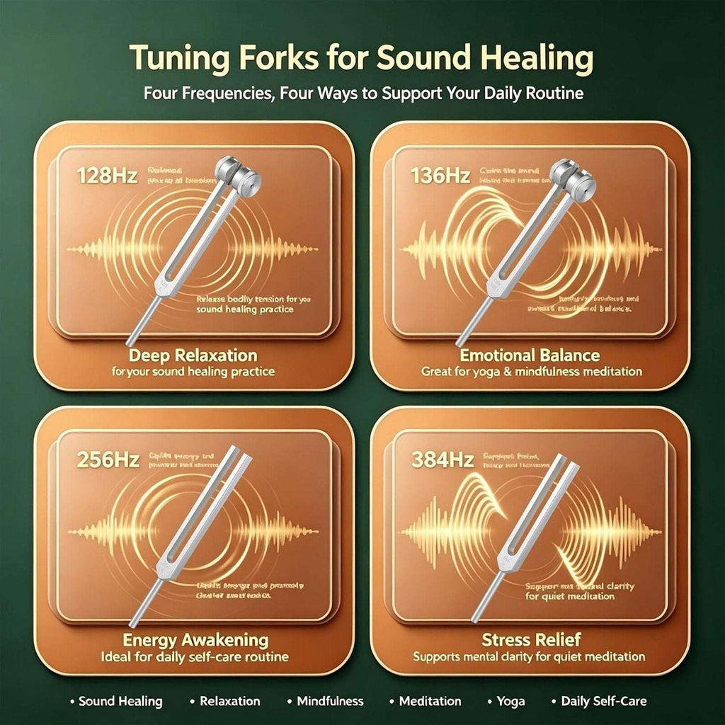 Tuning Fork Set 128Hz 136.1Hz 256Hz 384Hz Pure, Consistent, Weighted/Unweighted