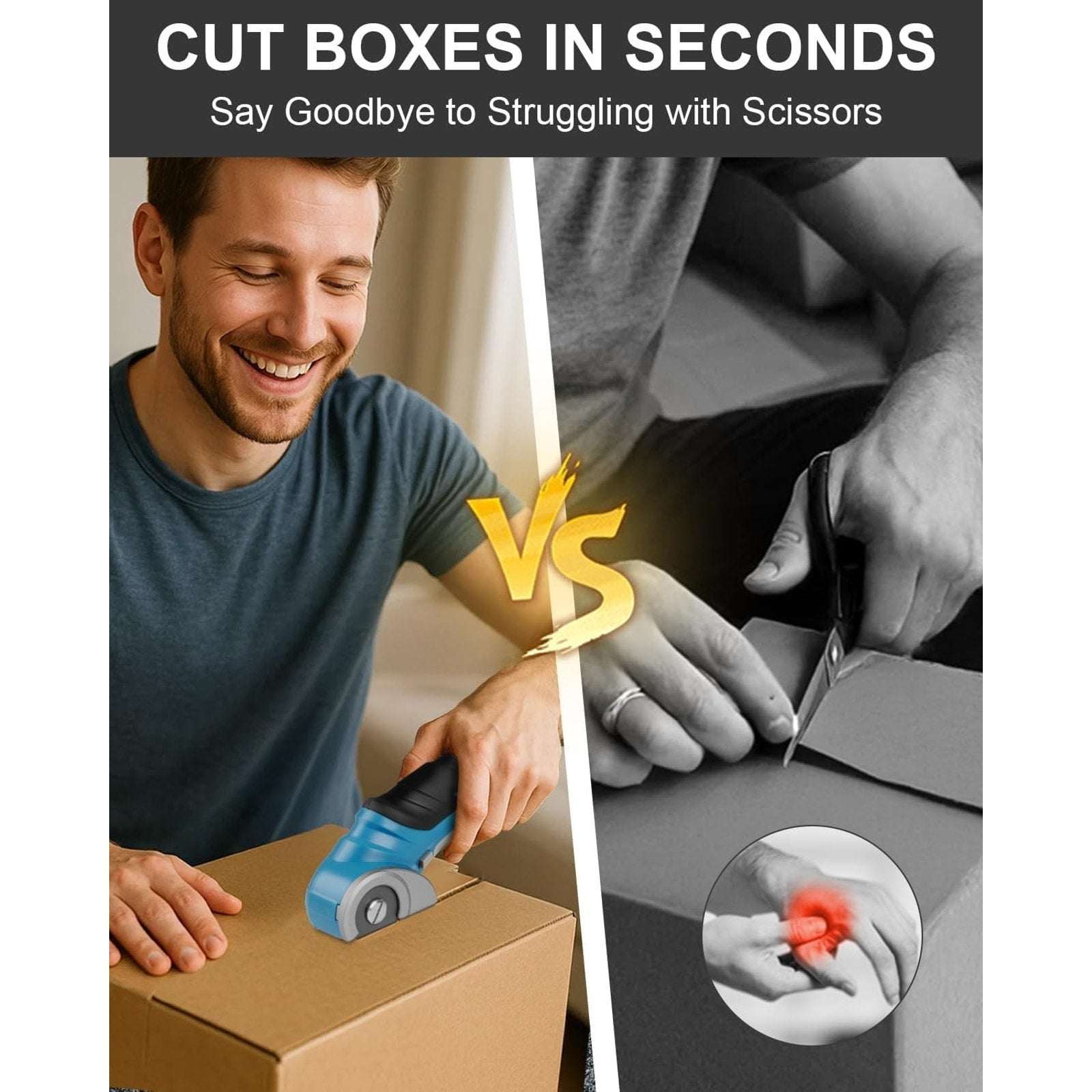 Cordless Electric Scissors 4V Rechargeable Rotary Cardboard Cutter, 2000mAh Bat