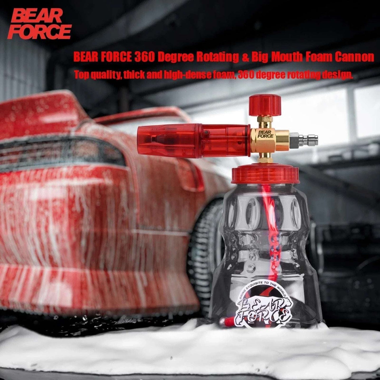 BEAR FORCE 360° Rotating Big Mouth Snow Foam Lance Generator 1/4” Quick Connect