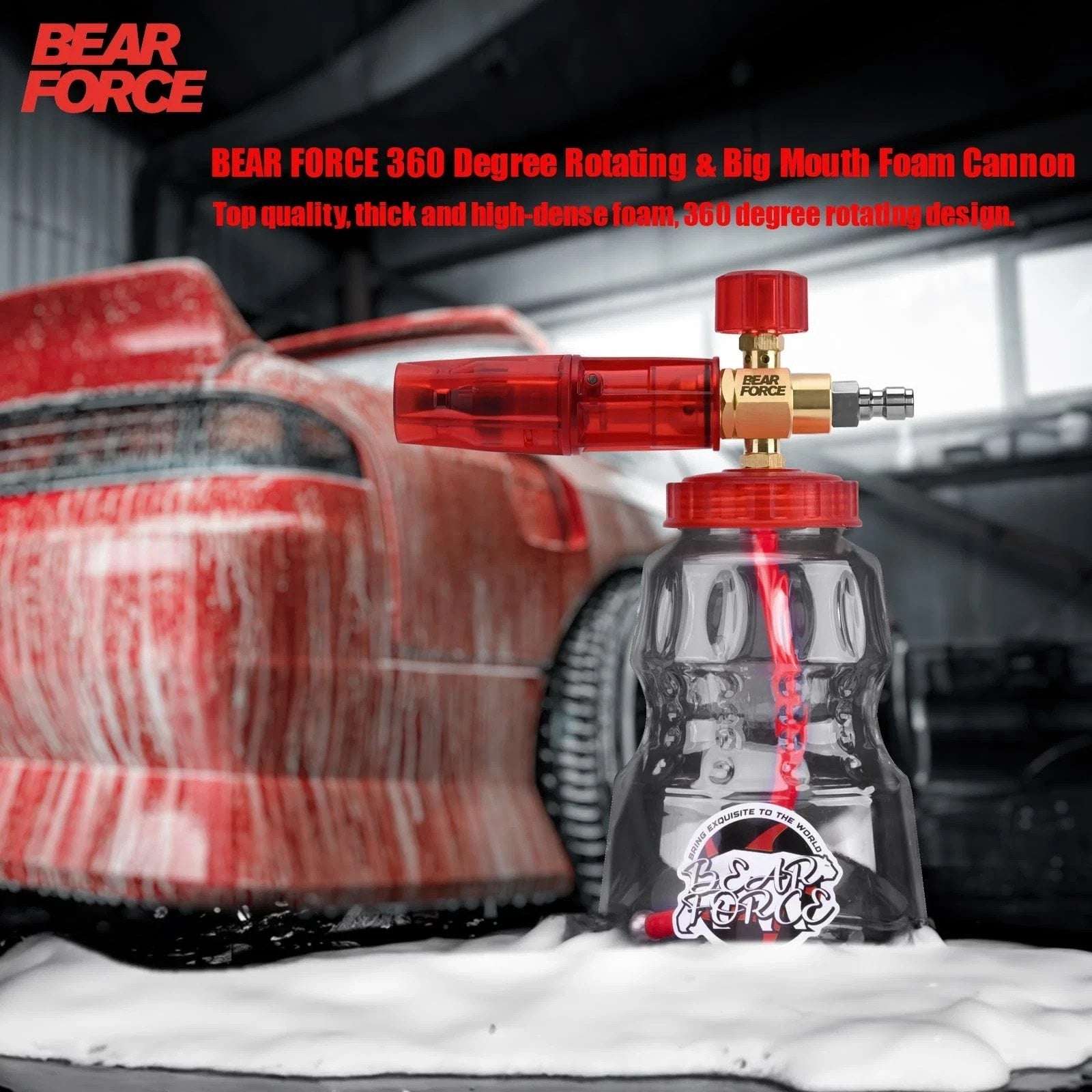 BEAR FORCE 360° Rotating Big Mouth Snow Foam Lance Generator 1/4” Quick Connect