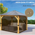 10' x 10' Gazebo Universal Mosquito Netting Mesh Screen with Zippers in Brown