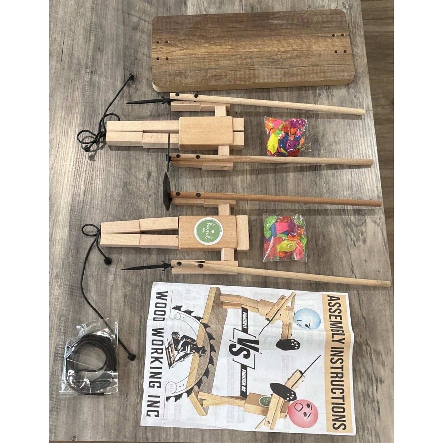 Large Handmade Wooden Fencing Fighting Balloon Puppets 2Player Battle Board Game