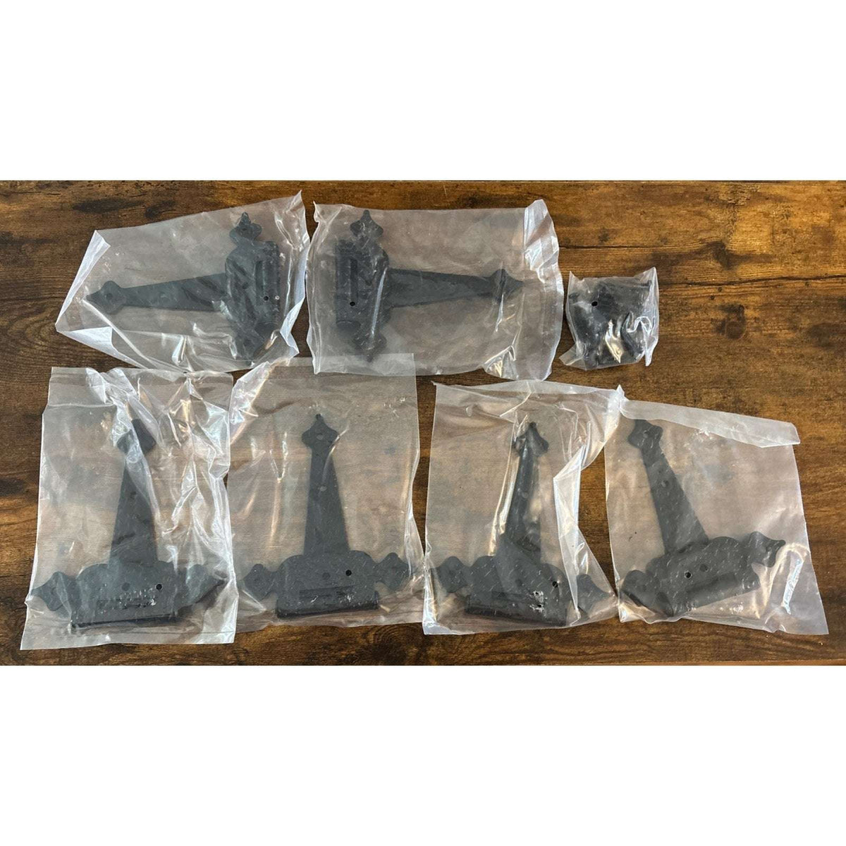 6" Heavy Duty Hammered Black Steel Gate T Hinge Strap Shed, Barn Doors - 6 Pack