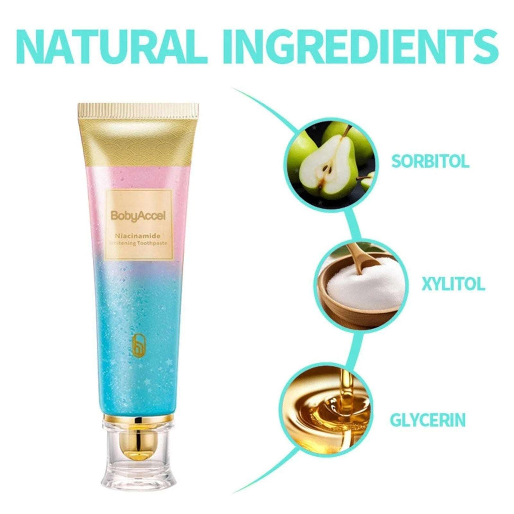 2 Tubes BodyAccel Niacinamide Fluoride-Free Whitening Toothpaste 3.5oz Exp 2028