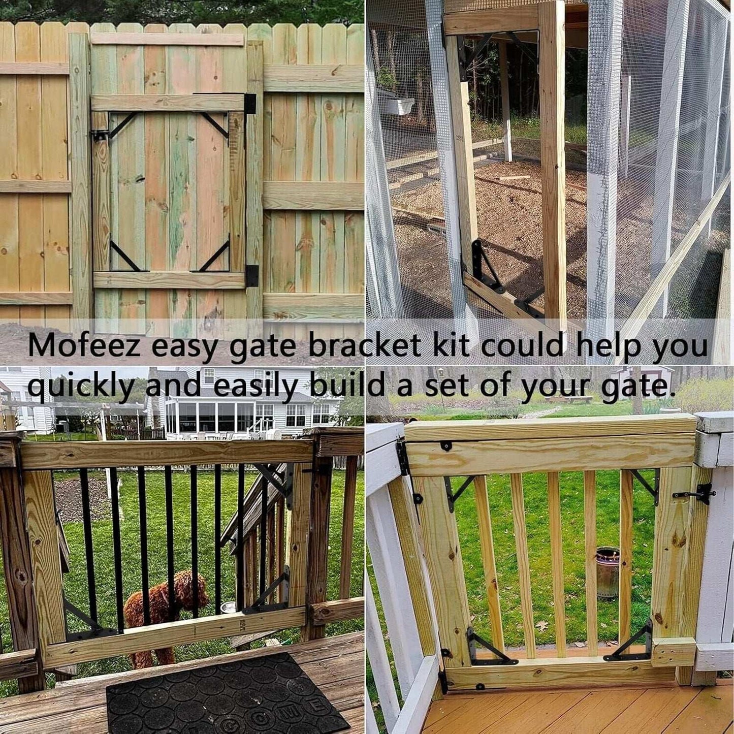 Fence Gate Kit Iron Gate Hardware w/ Gate Latch for Wooden Fences Shed Doors