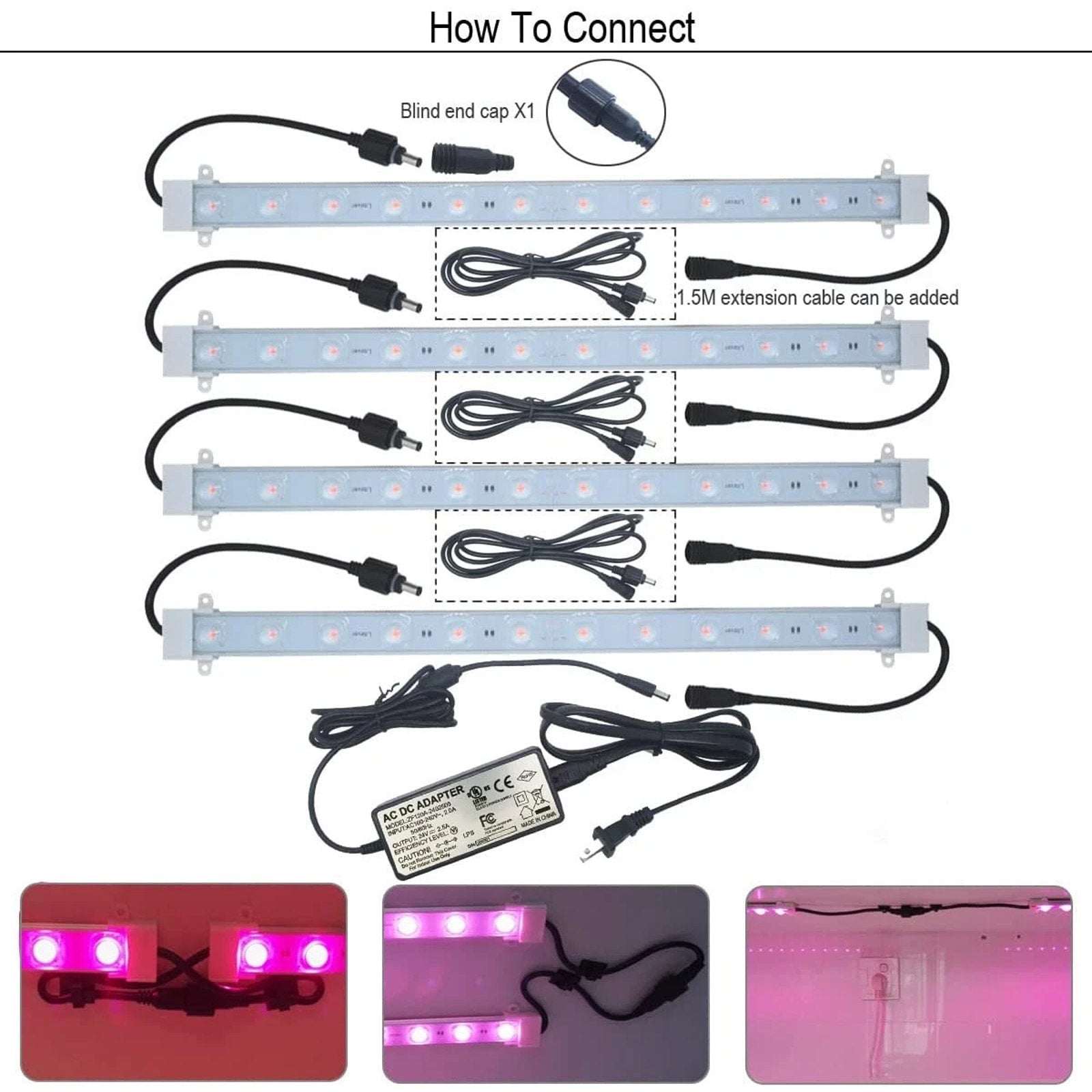 Grow Light Kit 4 x 16-Inch 45W LED Full Spectrum Grow Light Strips Greenhouse, G
