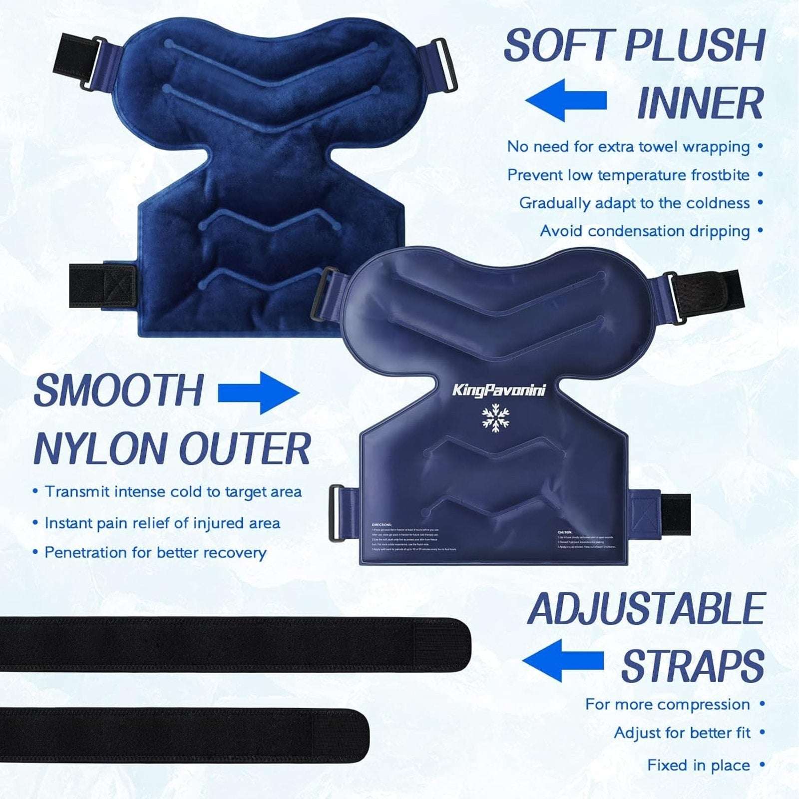 Adjustable Shoulder Gel Ice Pack Cold Therapy Wrap Pain Relief Injuries Reusable