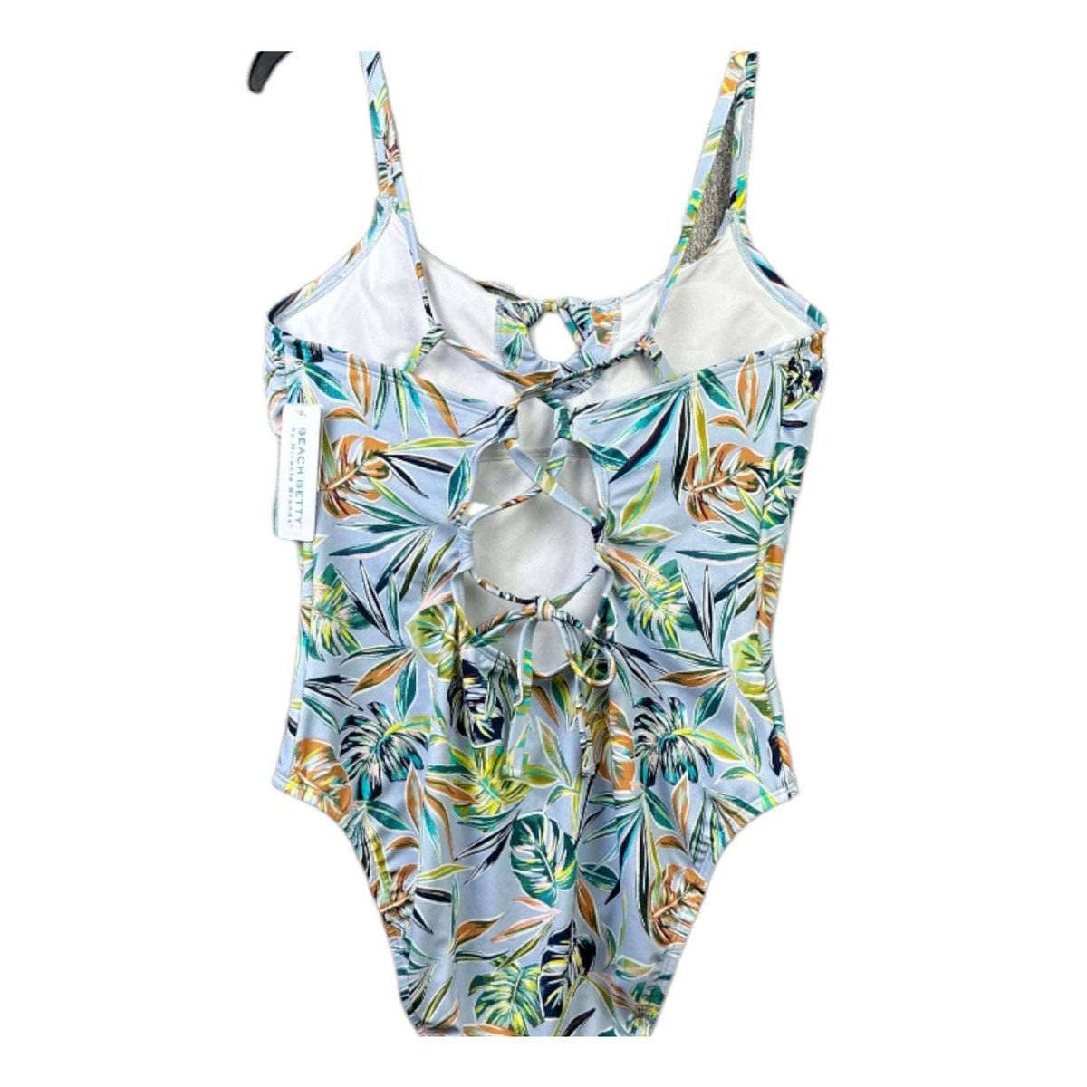 Beach Betty by Miracle Brands Blue Tropical Floral Keyhole SwimSuit X Large