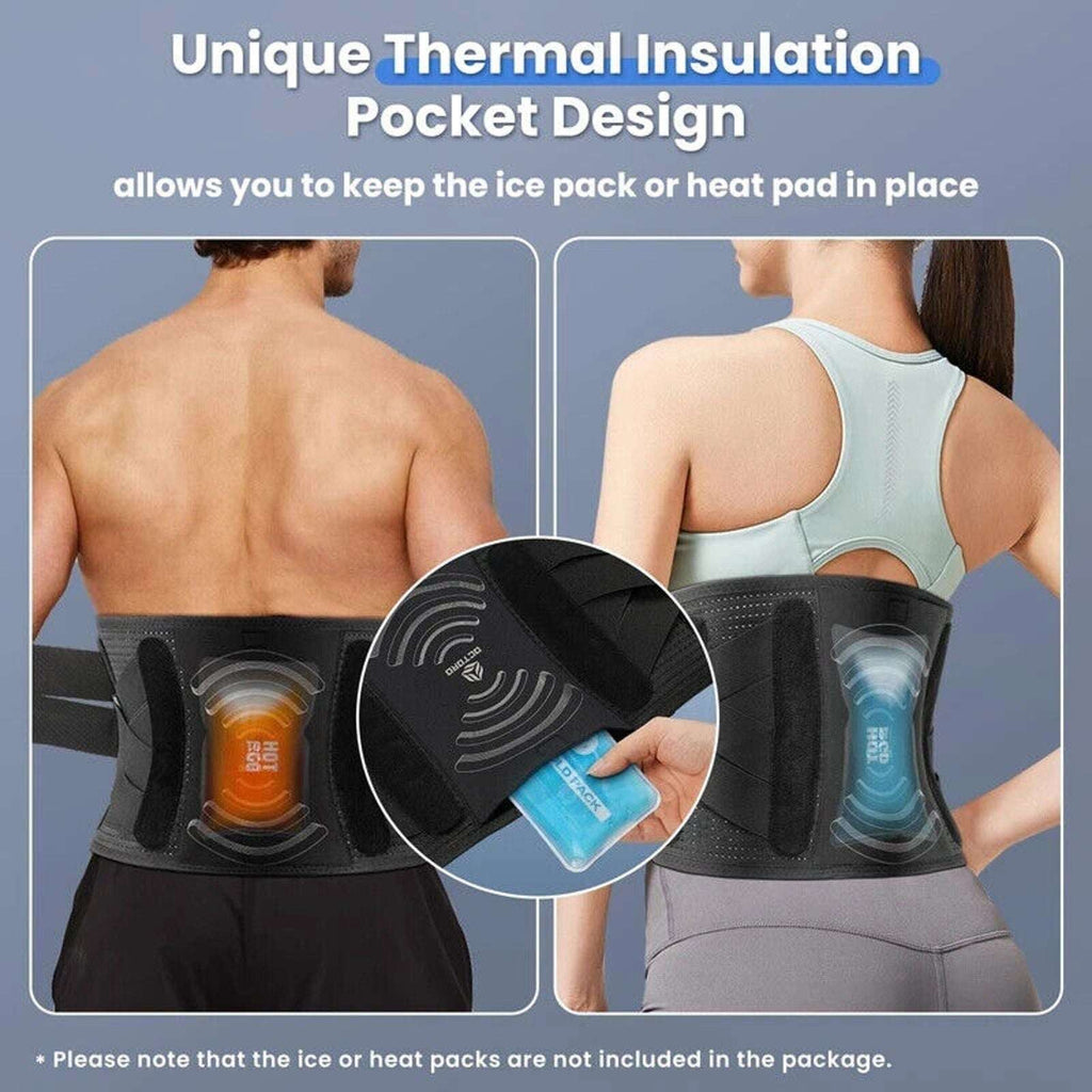 Brace for Lower Back Pain Relief, Lumbar Support w/ Hot & Cold Therapy Pocket