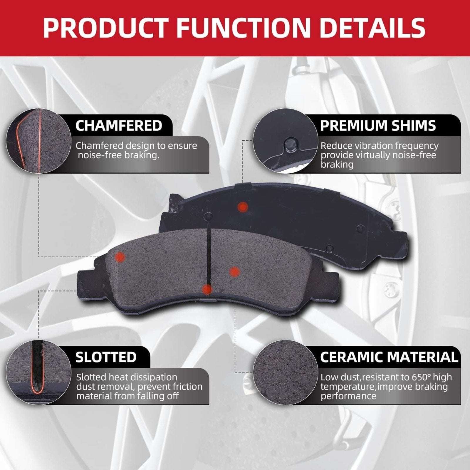 Front & Rear Ceramic Brake Pads for Ford Mustang 1999 - 2004 D804 S627