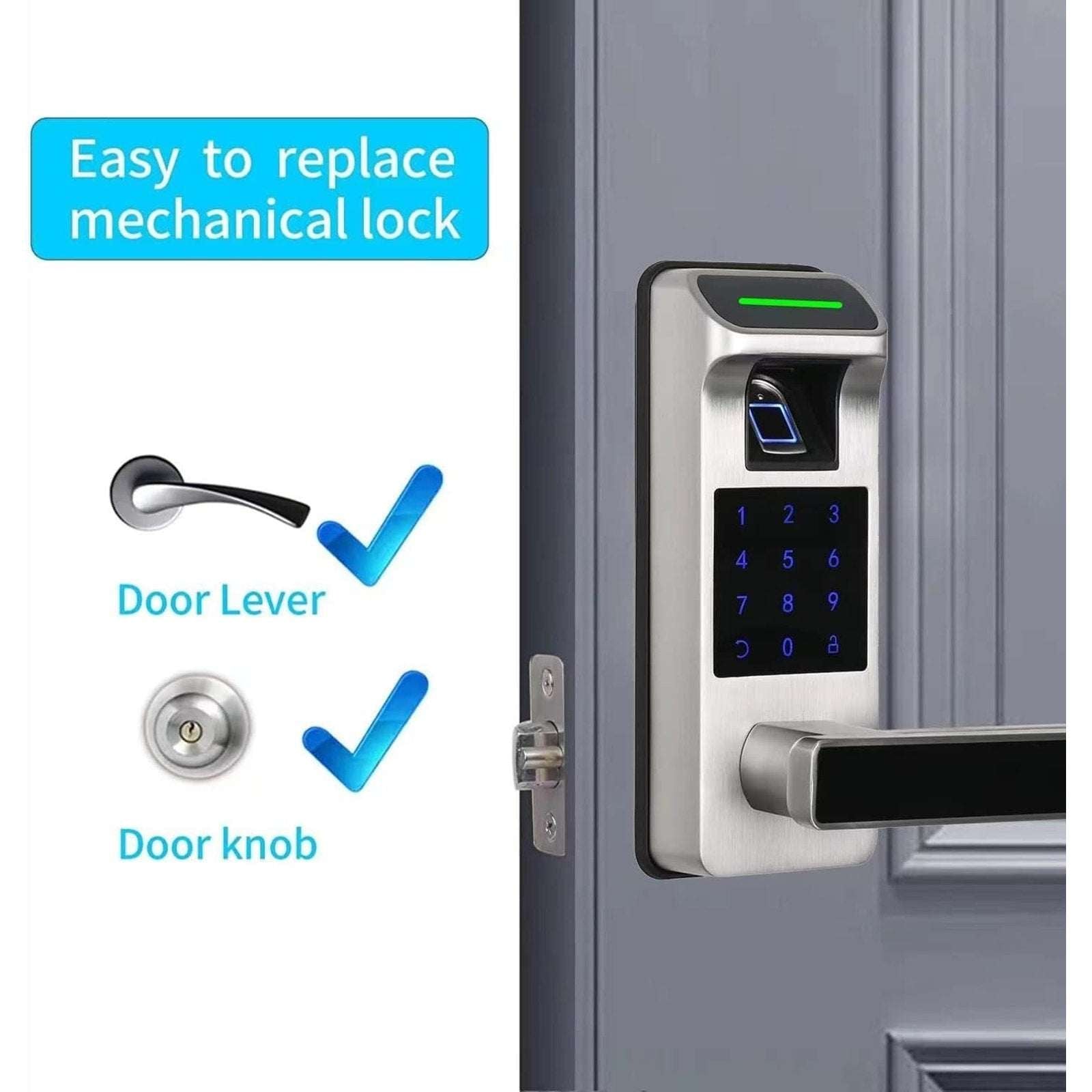 HARFO A01 Fingerprint Touchscreen Keyless Smart Lever Door Lock Satin Nicke App