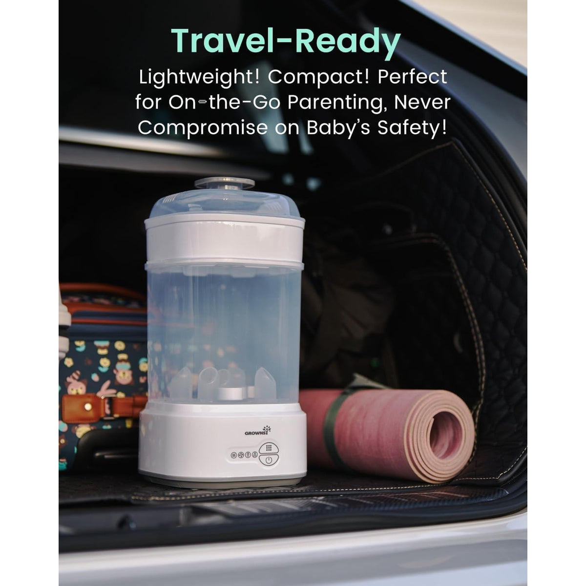 Grownsy Bottle Sterilizer and Dryer Model LS-BE916, Compact Electric Steam Baby