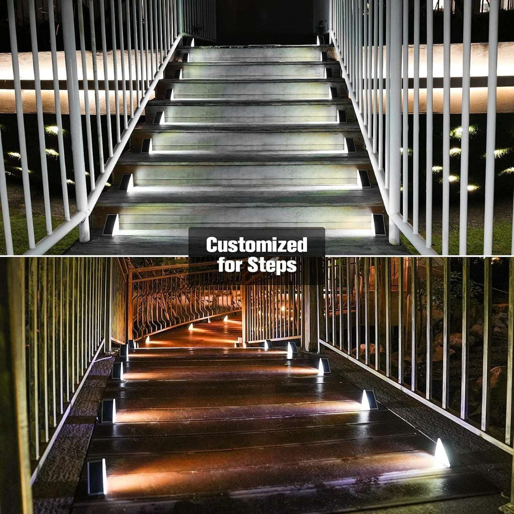 12Pk Solar Step Lights Outdoor Waterproof LED Stair Deck Yard Walkway Light Set