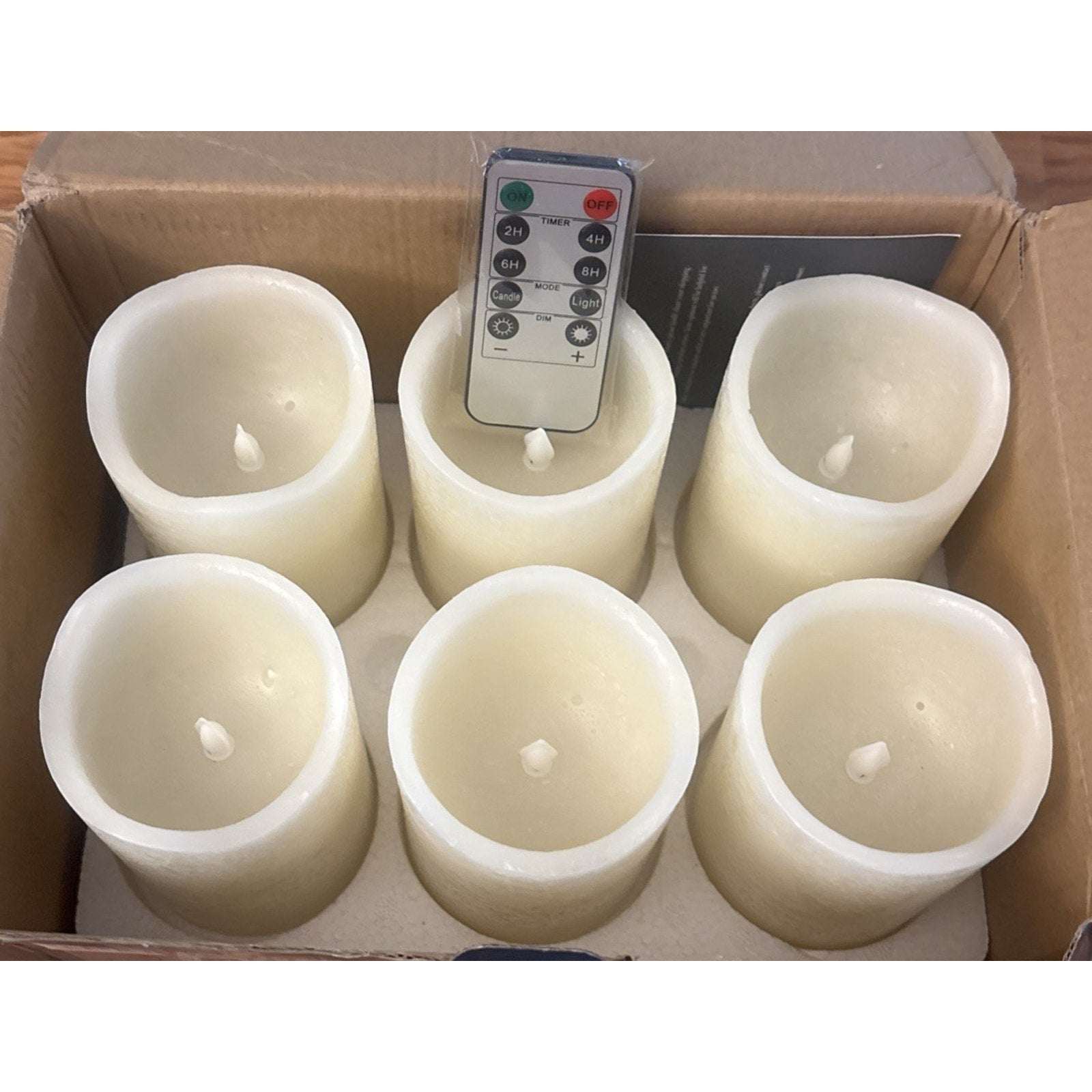 6PC Flickering Flameless LED Real Wax 3x5 Pillar Dimmable Candles +Remote/Timer
