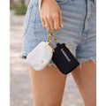 NWT Lululemon Dual Pouch Wristlet Wallet Keychain Wordmark Black & White w/ Gold
