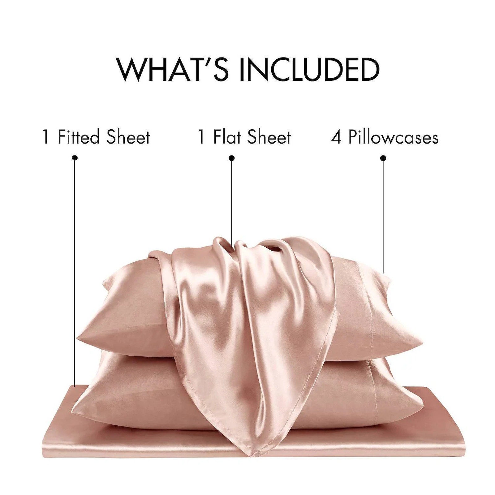 Madison Park 6PC Satin Cal King Sheet Set in Blush Pink GREAT for Skin & Hair