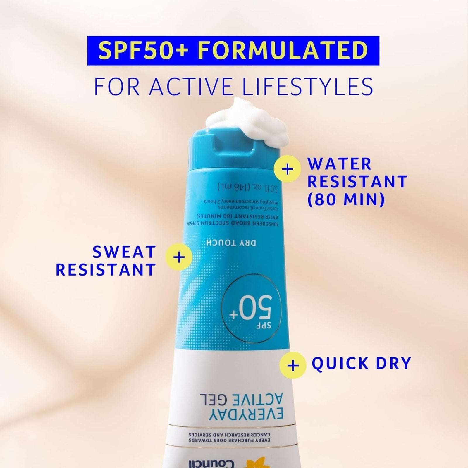 Cancer Council Everyday Active Gel Sunscreen SPF50+ Dry Touch Waterproof 5 oz