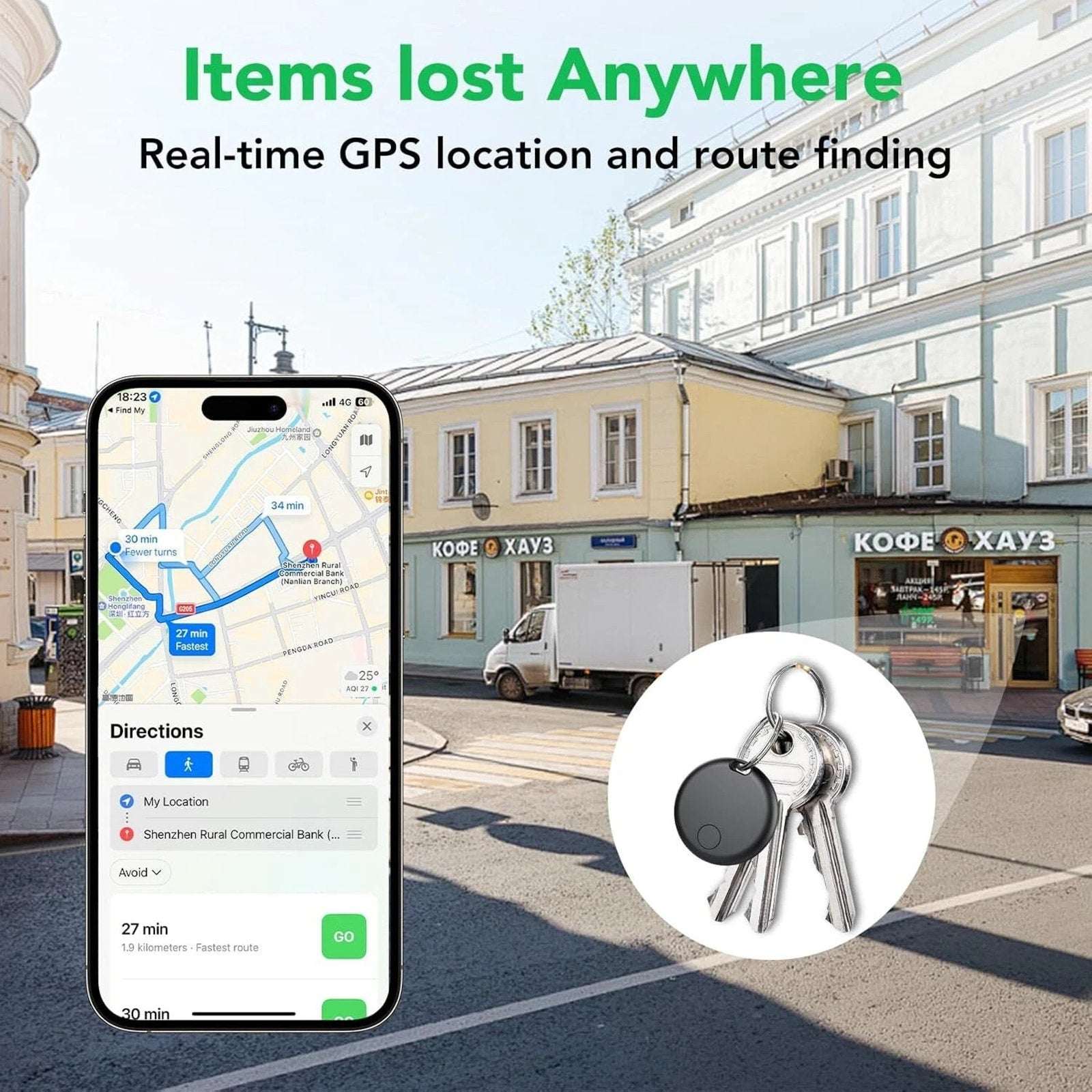 4Pk Smart Bluetooth Tracker Tag Item Finder Locator for Keys Luggage Bag (iOS)