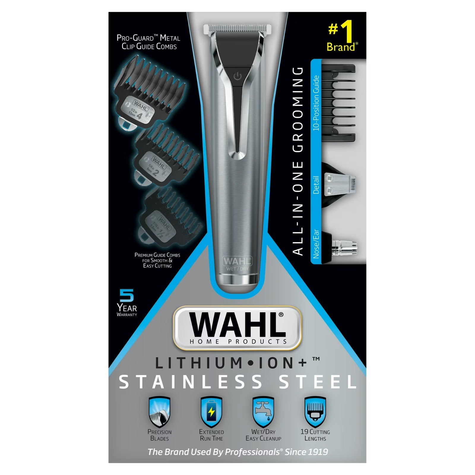 Wahl Lithium-Ion Stainless Steel All In One Waterproof Grooming Trimmer Cordless