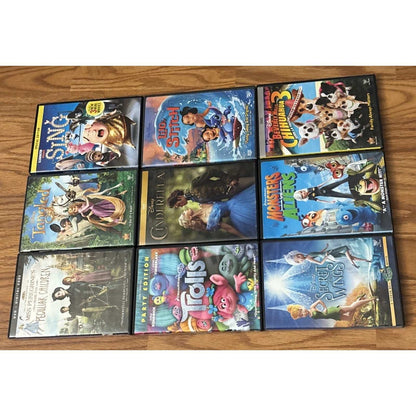 Disney Dreamworks 9 DVD Lot Sing Tangled Trolls Cinderella Lilo & Stitch Chihuah