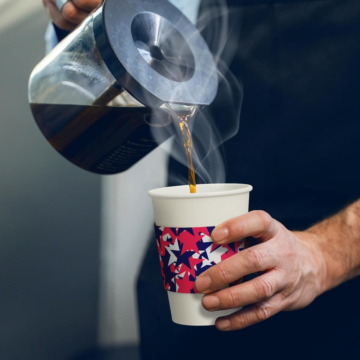 Disposable Coffee Cup Sleeves for Hot or Cold Drinks Patriotic Fits 10oz - 24oz