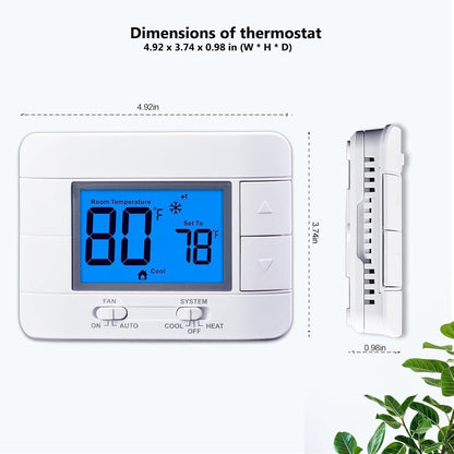 Mroinge Digital LCD Non Programmable Thermostat for Home - 2 Heat / 2 Cool M711