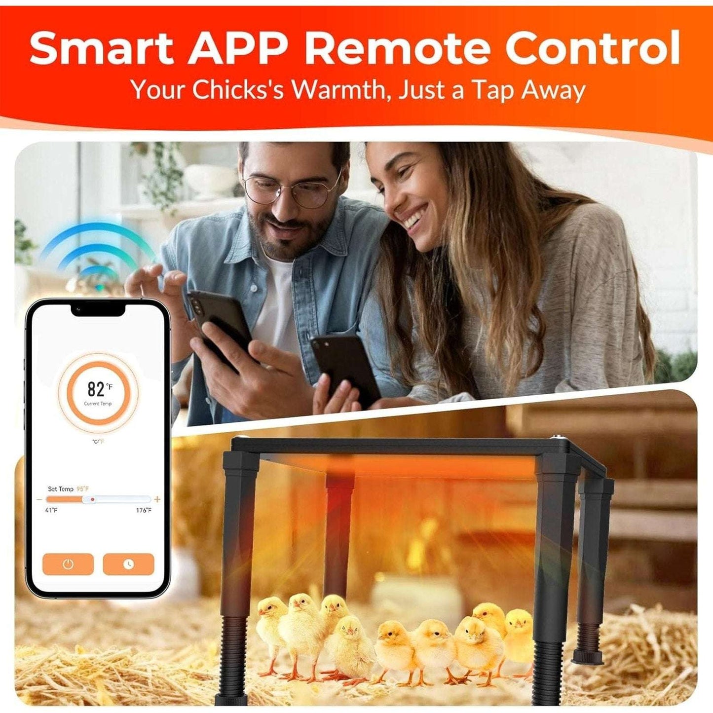 SAFE 120W Chicken Coop Heater & Brooder Radiant Heat w Thermostat & App Control