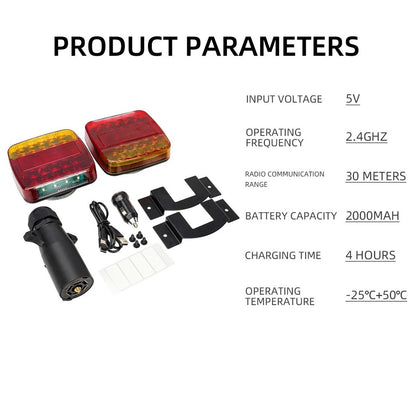 2x LED Magnetic Wireless Trailer Tail Light Tail Brake Turn Signal US Plug 7-Pin