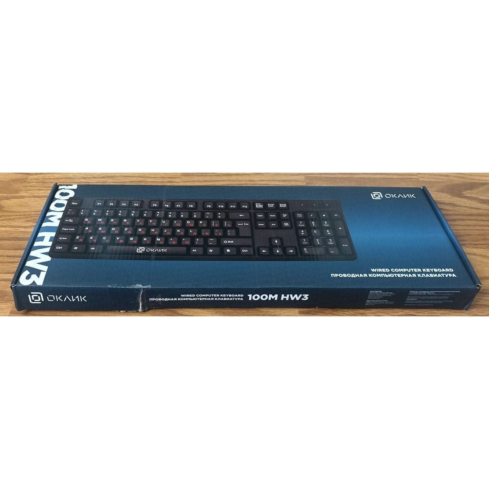 Oklick 100M HW3 USB Wired Keyboard 104-Key Number Pad Bilingual Russian English