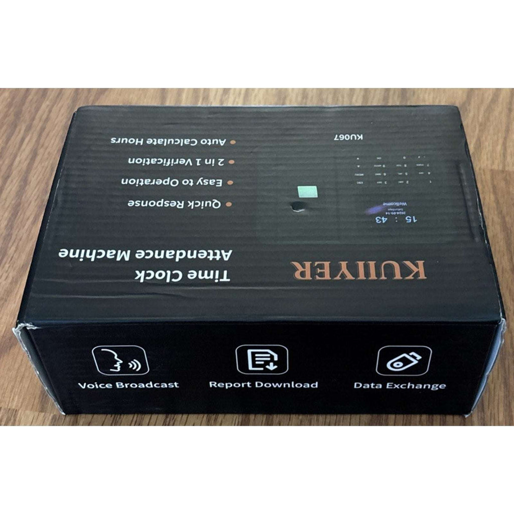 KUIIYER 2in1 Biometric Time Clock Employees Small Business Fingerprint Password