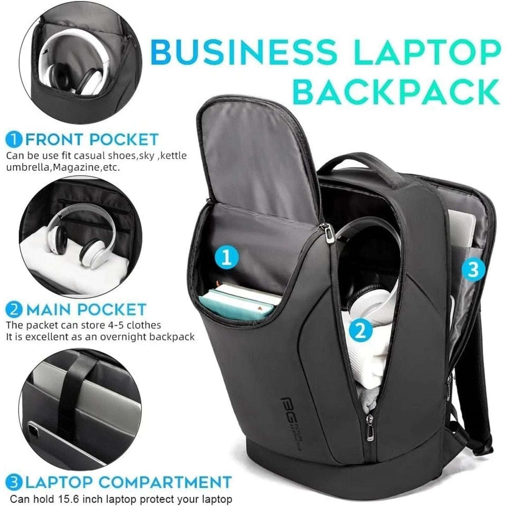 BANGE Business Commute Backpack Black fits 15.6” Laptop, Waterproof, Travel Pack