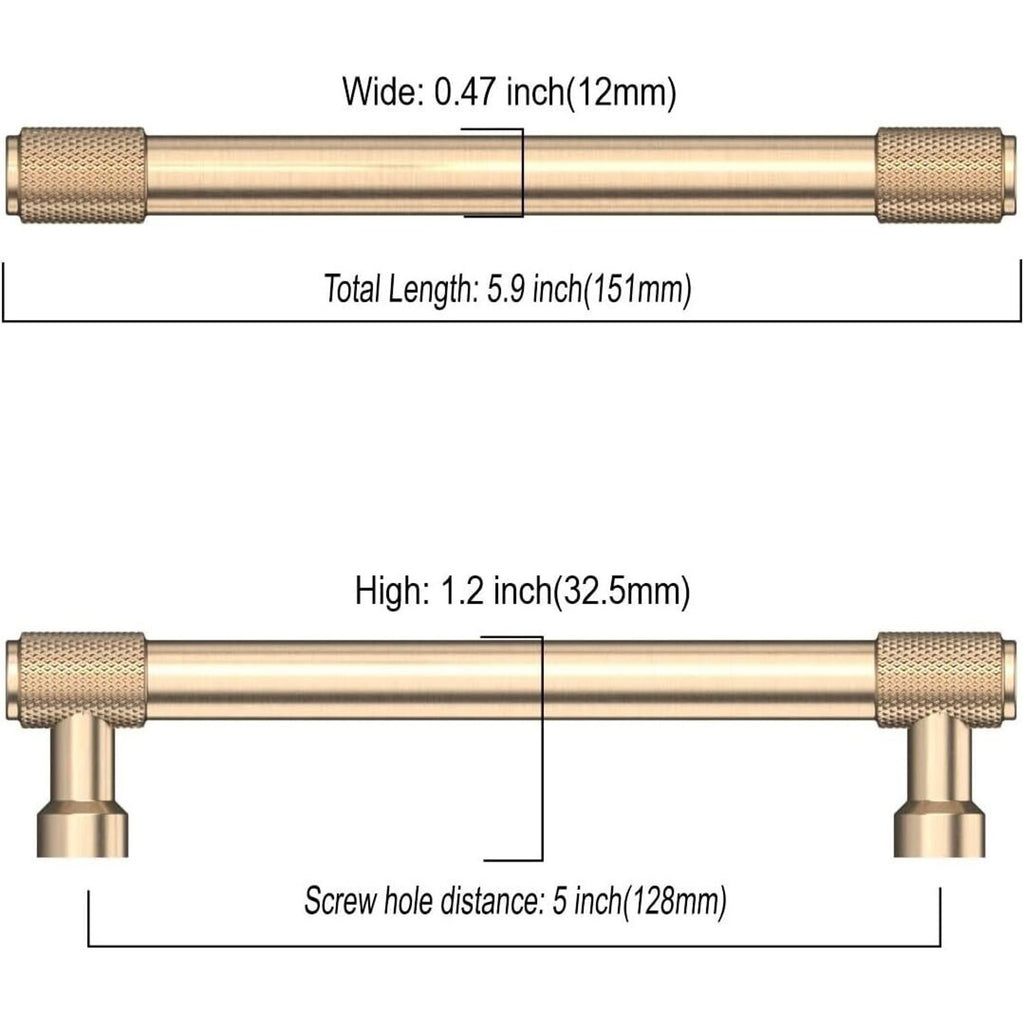 AsidRama Champagne Gold 9 Pack Cabinet / Drawer Pull 5" Hole to Hole Center