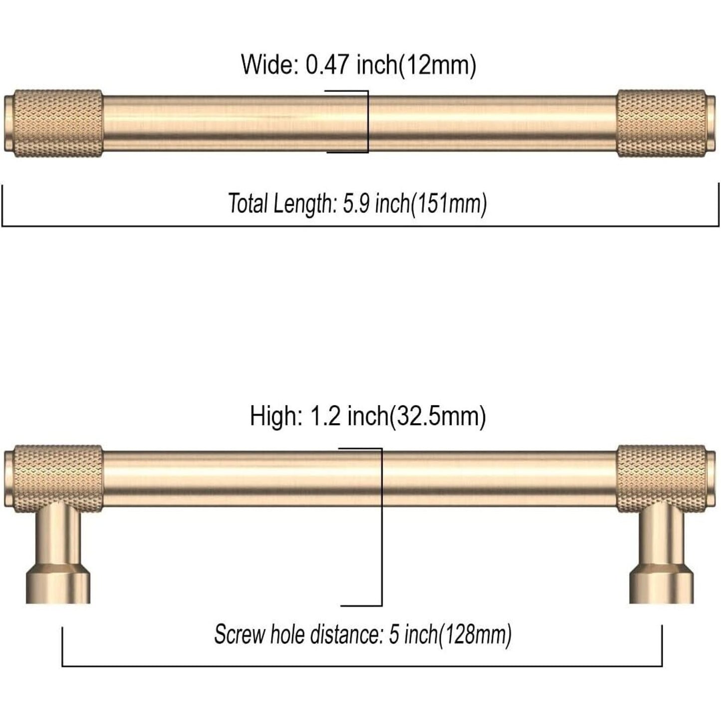 AsidRama Champagne Gold 9 Pack Cabinet / Drawer Pull 5" Hole to Hole Center