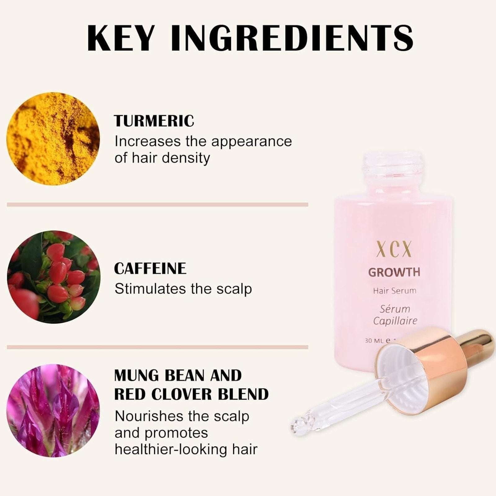 XCX Vegan Hair Growth Serum - Natural Hair Regrowth and Hair Loss Treatment