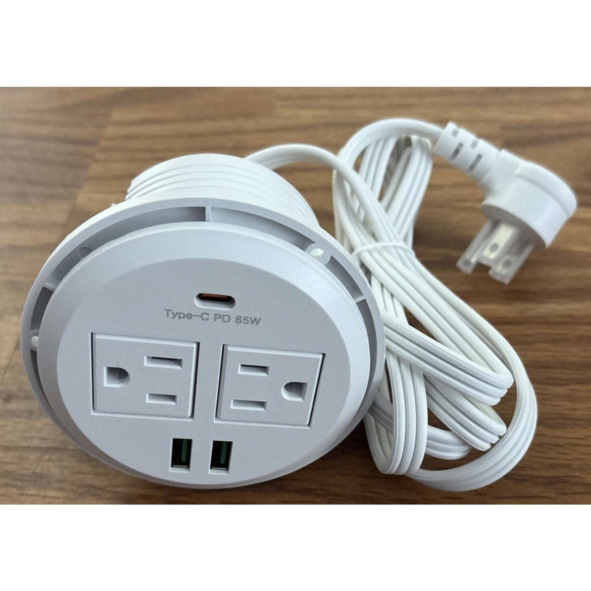 3" Recessed Desktop High-Speed Power Grommet Charging Station 2 Outlets & 3 USB
