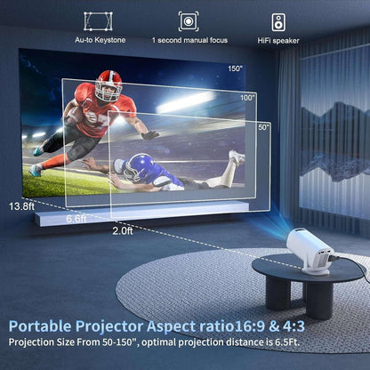Mini Projector w/ WiFi & Bluetooth, Portable Supports 4K/8K with Android System
