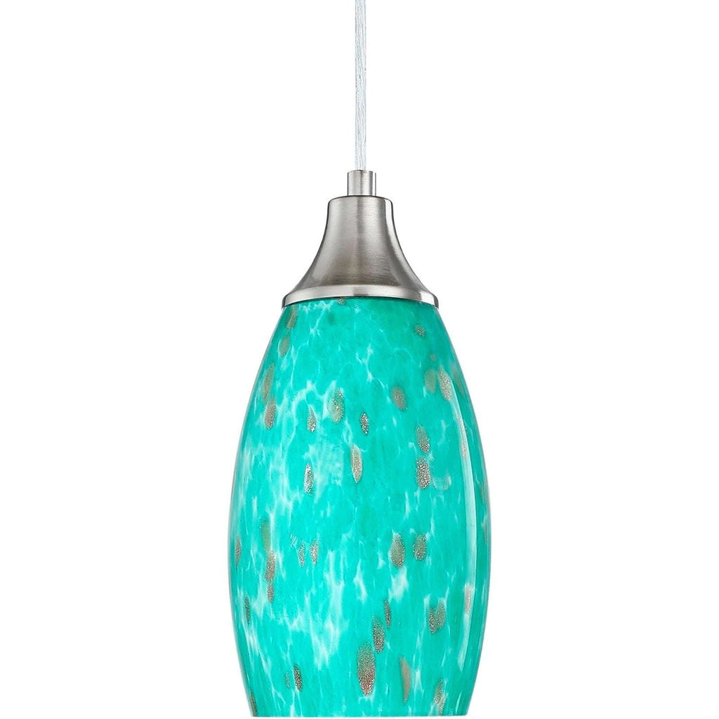 Karyfine Mini Art Blown Glass Pendant Light Fixture Blue w/ Gold - Adjustable