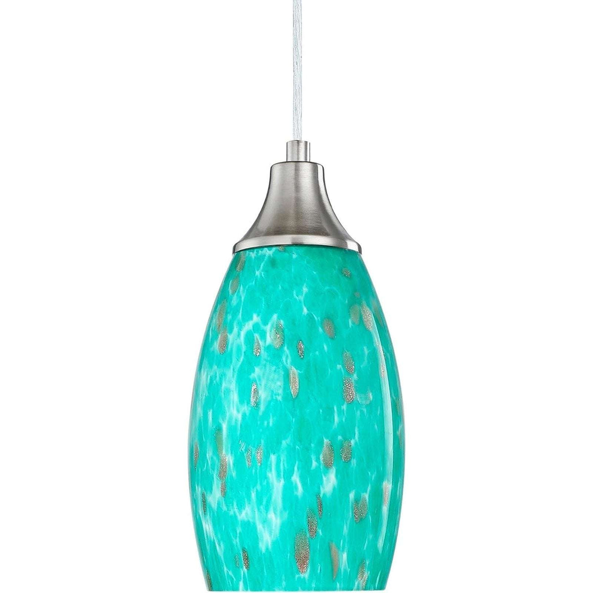 Karyfine Mini Art Blown Glass Pendant Light Fixture Blue w/ Gold - Adjustable