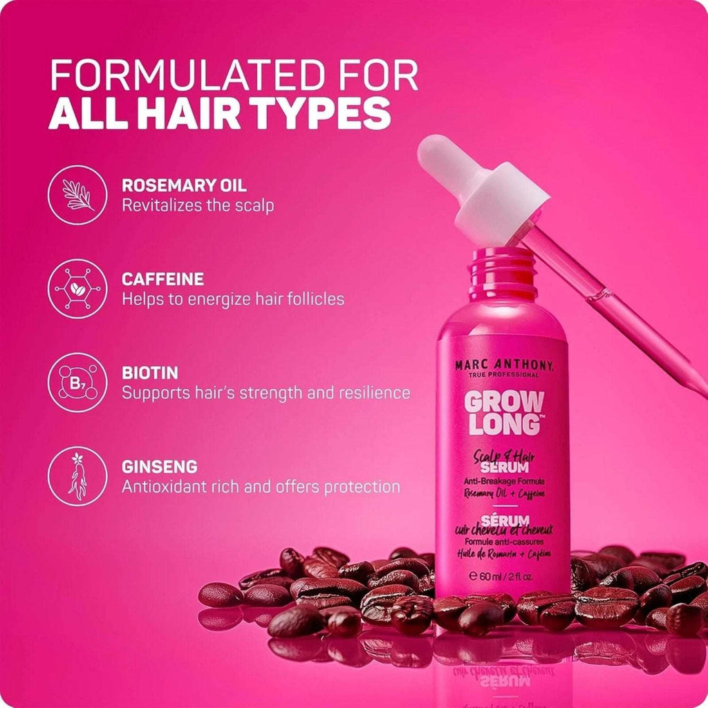Grow Long Scalp & Hair Serum By Marc Anthony 2 FL OZ Rosemary Caffeine Biotin Gi