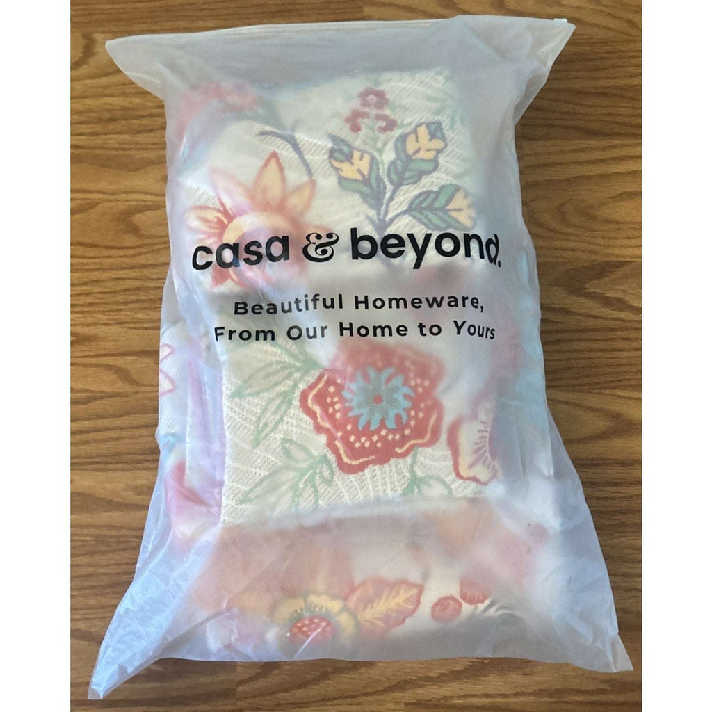 Casa & Beyond Cotton Floral Boho Reversible Blanket 91" x 98" + 4 Pillow Shams