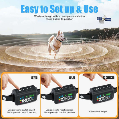 GPS Wireless Electric Dog Fence Pet Containment System Shock Collar 99-5997FT