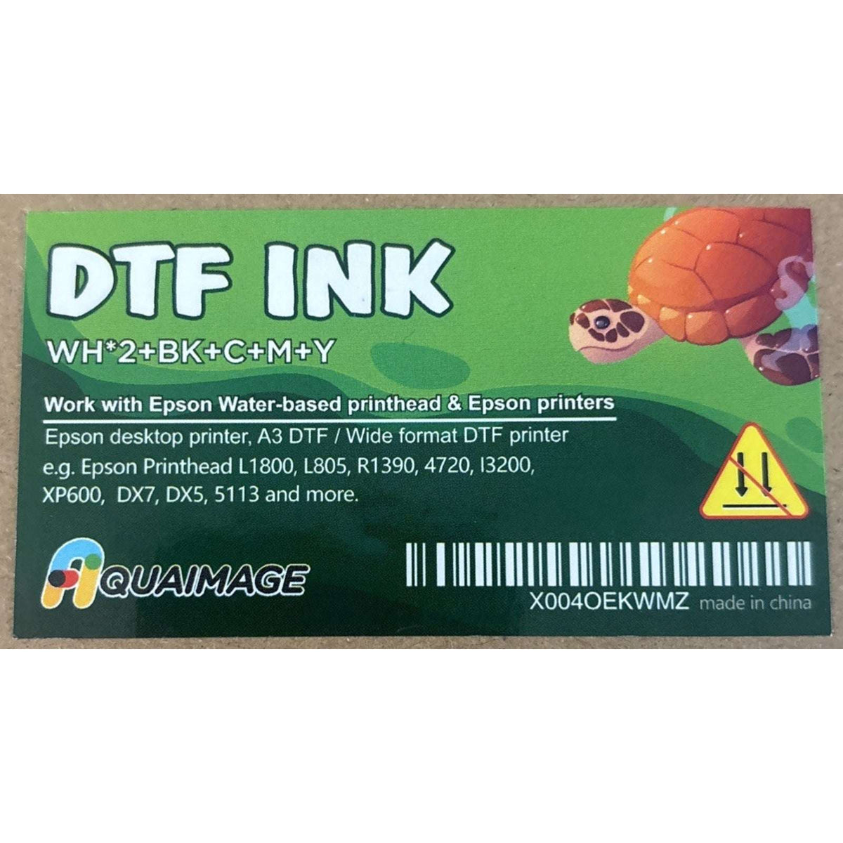 AquaImage DTF Ink Set 6PC 150ml ea. for Epson L1800 L805 R1390 DX5 DX7 2xW+CMYBK