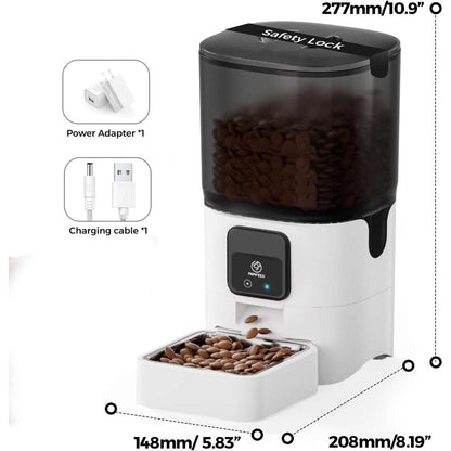 Automatic 6L Multi Cat Dog Pet Food Dispenser with Slow Feed 5G WiFi APP Control