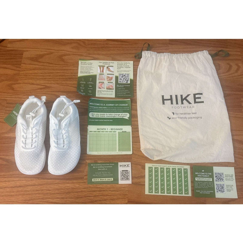Hike Footwear HF Flow Barefoot Shoes For Foot, Knee & Back White/Gray 7 US