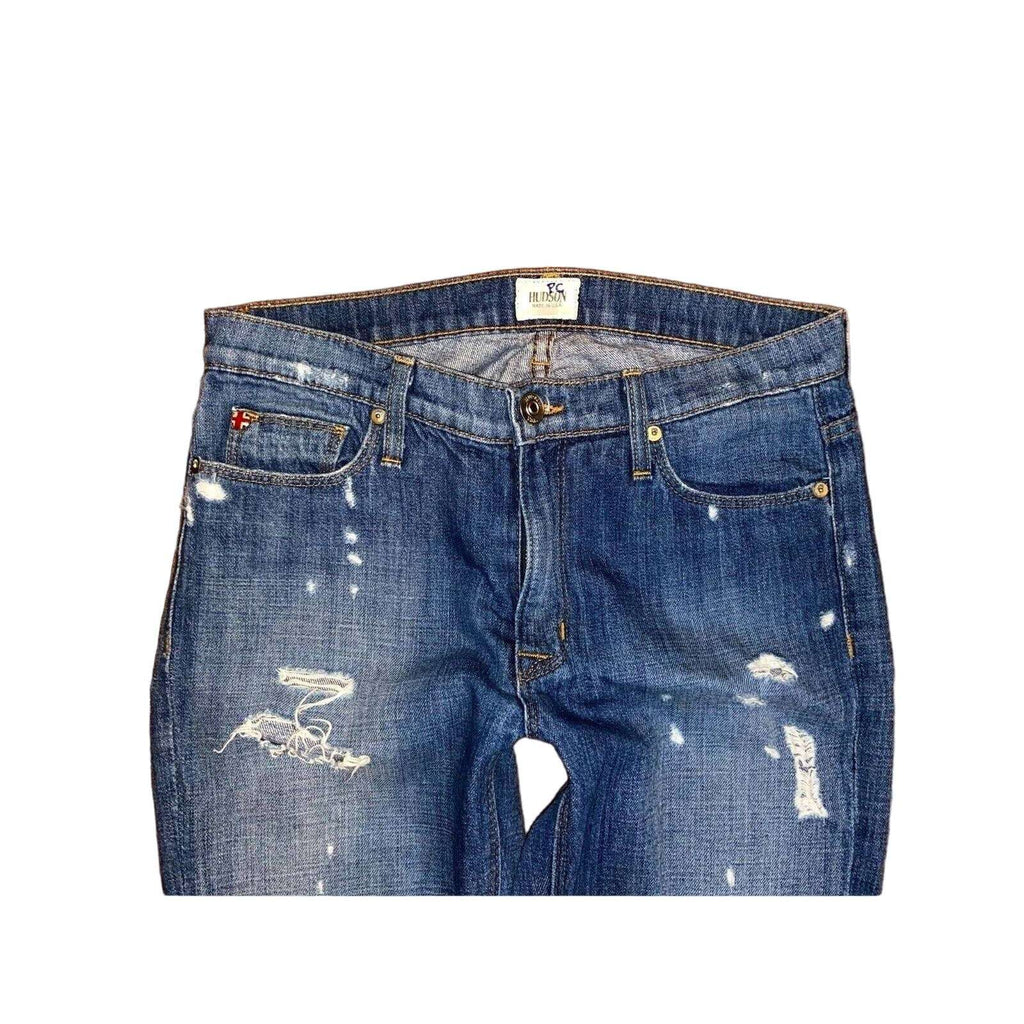 HUDSON USA JUDE SLOUCH Relaxed Skinny Crop Distressed Jeans Size 24