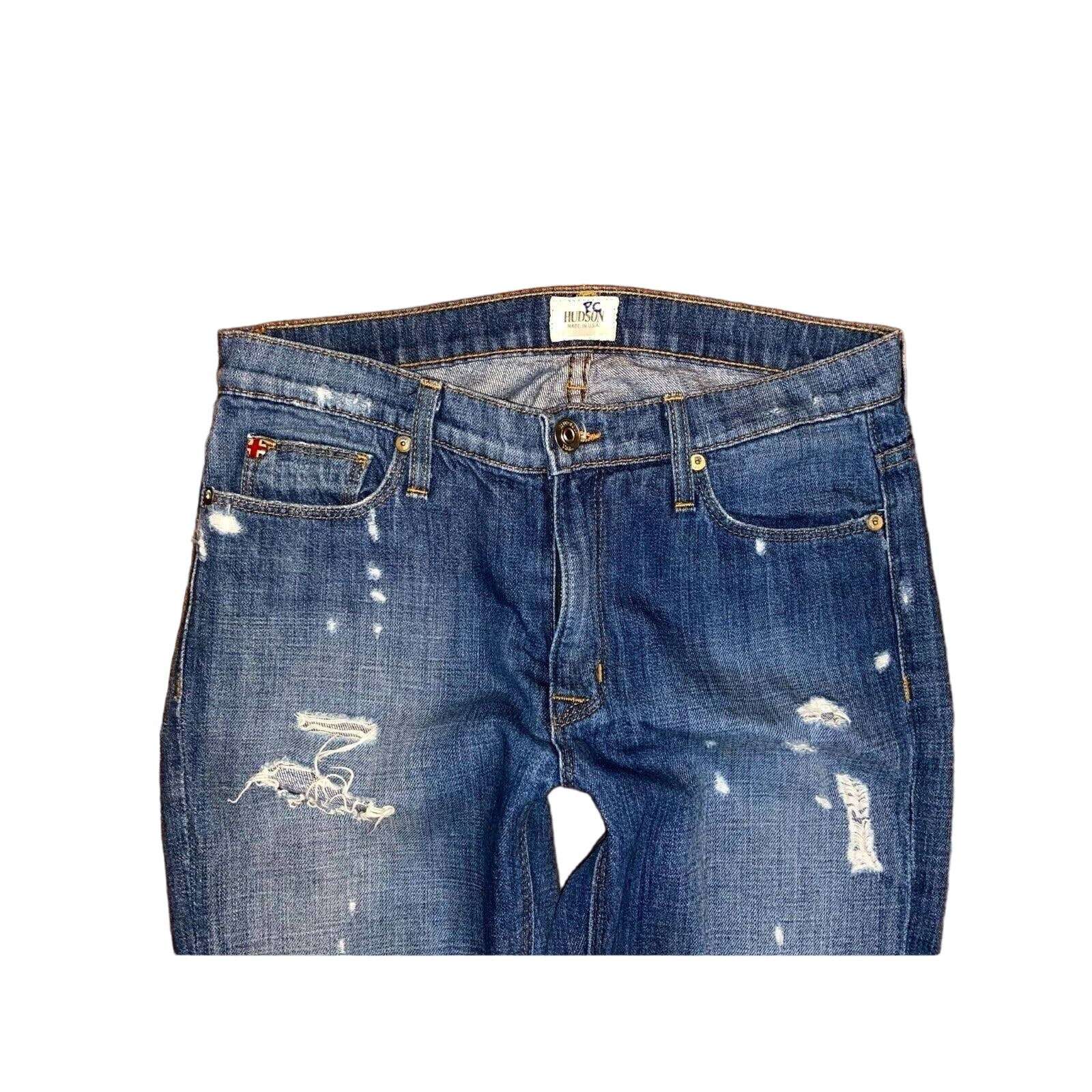 HUDSON USA JUDE SLOUCH Relaxed Skinny Crop Distressed Jeans Size 24