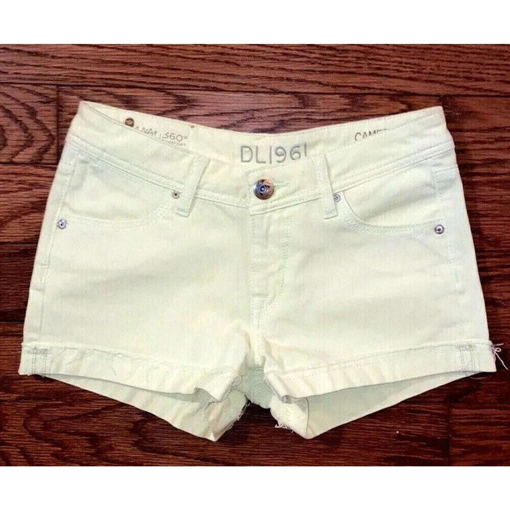 DL1961 CAMERON PIN UP SHORTS Yellow Cuffed Denim Shorts Sz 26