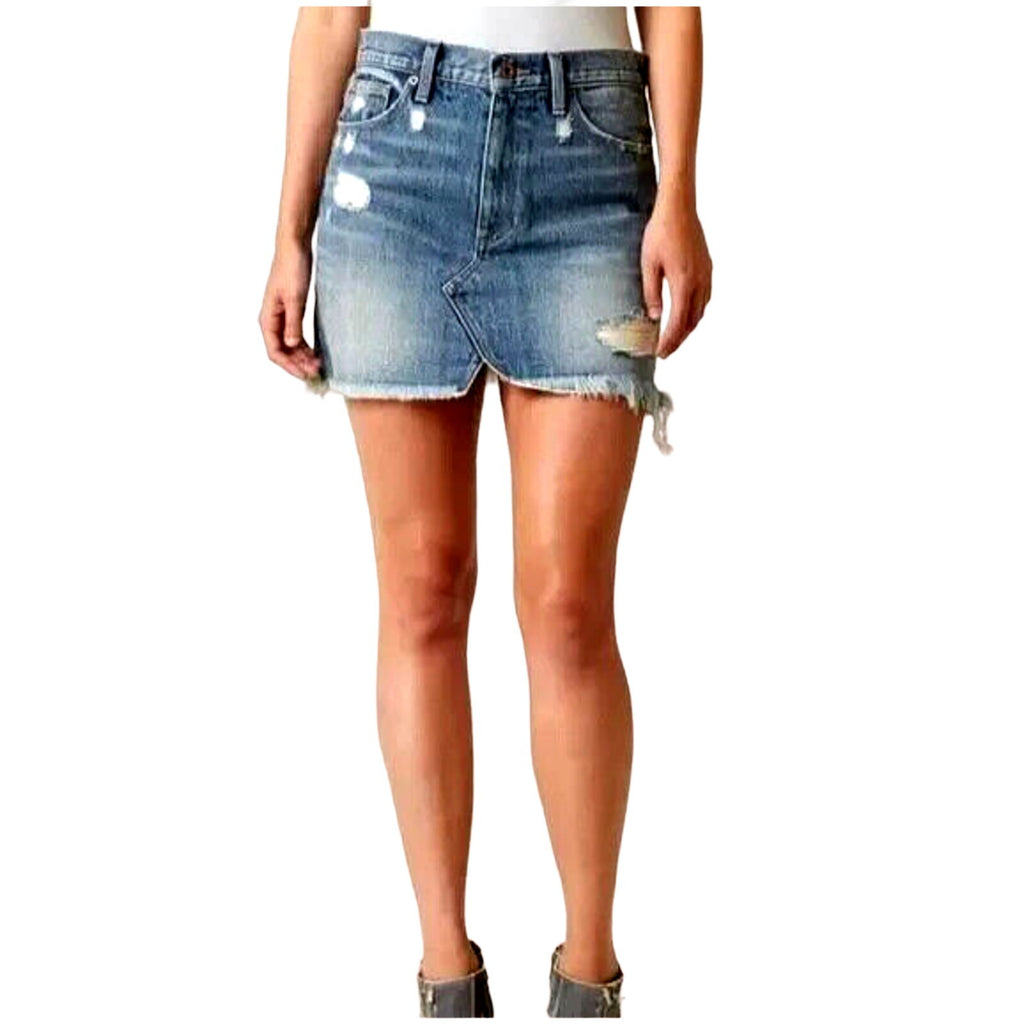 Lucky Brand Old Favorite Mini Distressed Frayed Denim Jean Skirt Size 2 / 26