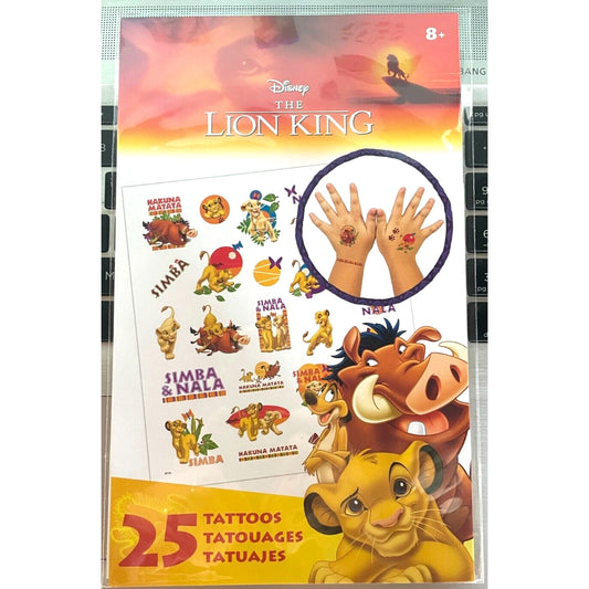 DISNEY The Lion King Pack of 25 Kids Temporary Tattoos New/Sealed